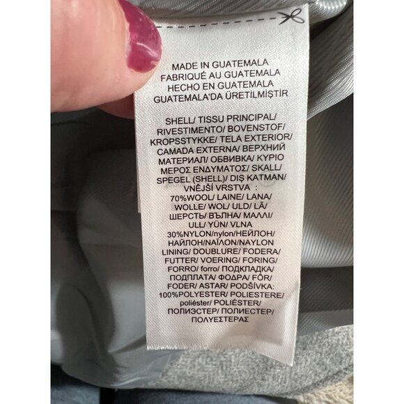 Lauren Ralph Lauren Womens Gray Herringbone Wool-Blend Coat W/ Button Closure & - Picture 10 of 12